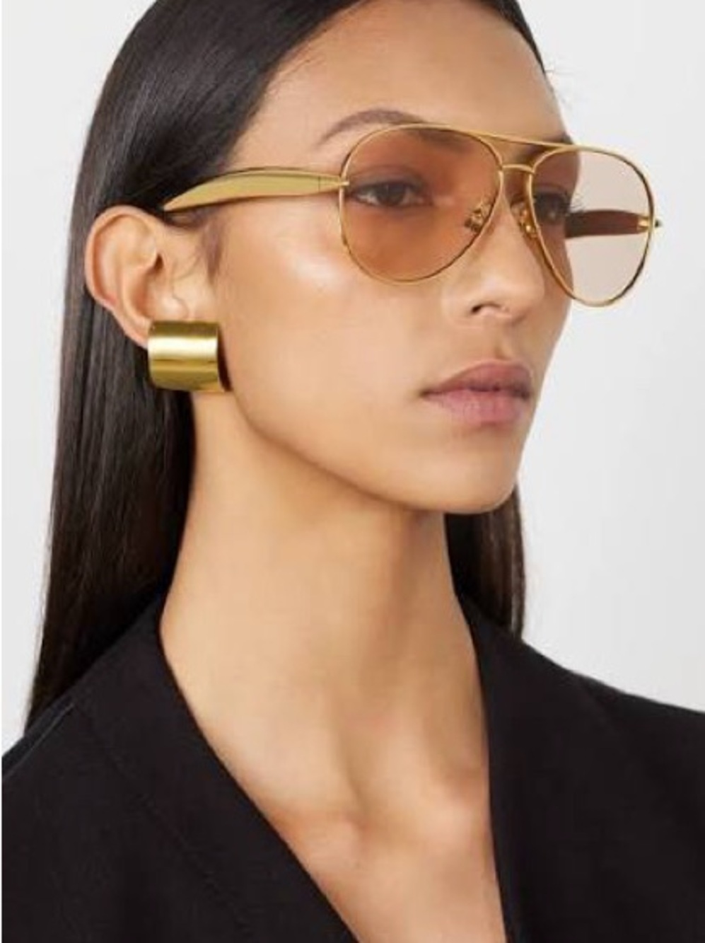 BOTTEGA VENETA STYLE Gold Aviator Sunglasses tan yellow glasses SARDINES